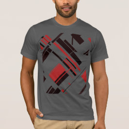 Rödsvarta diagonalformer Linjer MCM-Abstrakt T Shirt