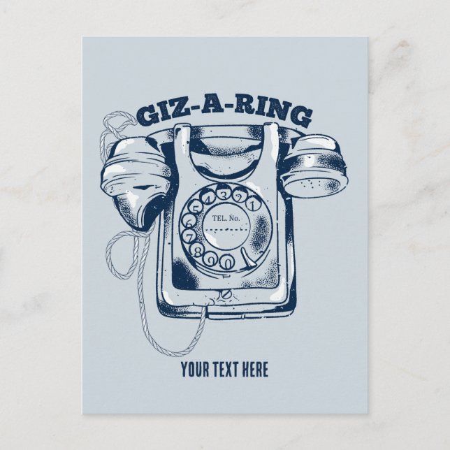 Rödt telefon med rotationsskiva vykort (Framsida)