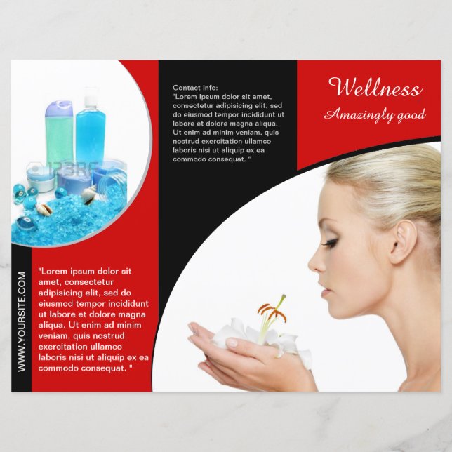 Rödtrifold Spa Hälsa Brochure Flyer Design (Framsida)