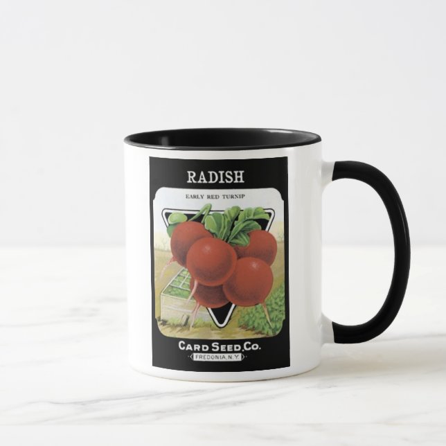 Rödturnip-kort för Tidigt, raish, utsäde Co Mugg (Höger)