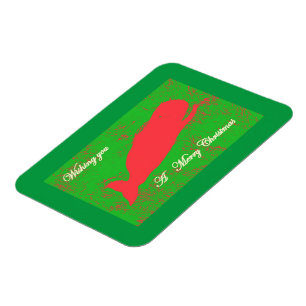 rödval på grönt god jul magnet