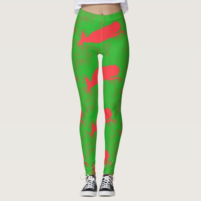 rödvalar på grönten leggings (Framsida)