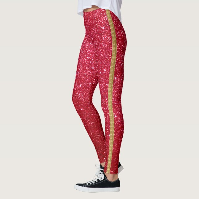 Rödvändiga sträckor för rand-kvinnor från glitter leggings (Vänster)