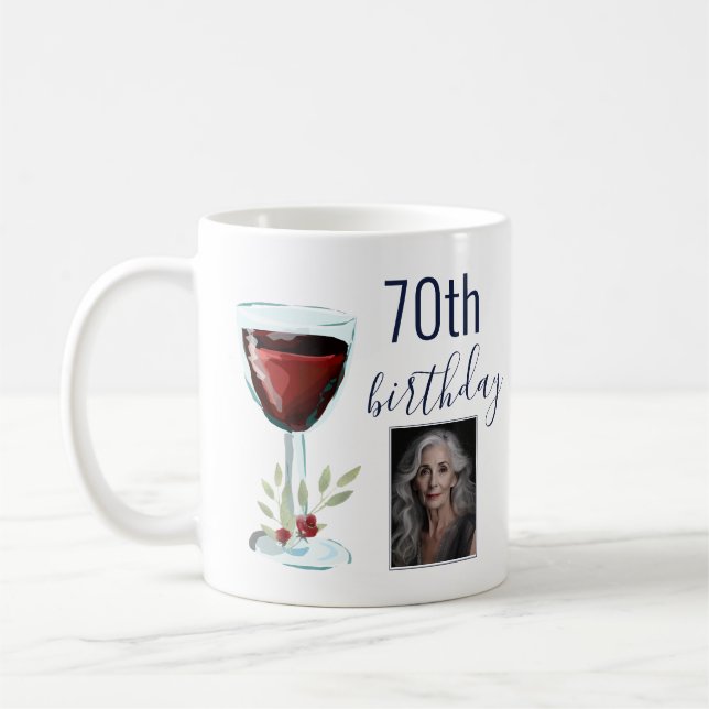 Rödvin Ros Akvarell Foto 70-årsdag  Kaffemugg (Vänster)