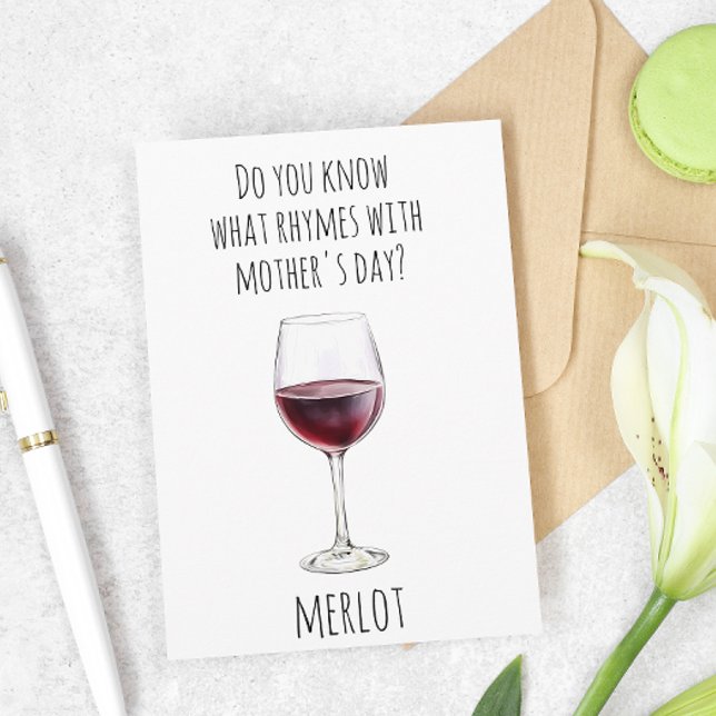 Rödvin Vinälskare Merlot Mors dag Kort (Skapare uppladdad)