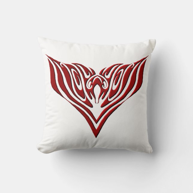 Rödvingad Fågel Neo-Tribal Tatuering Konst Design Kudde (Framsida)