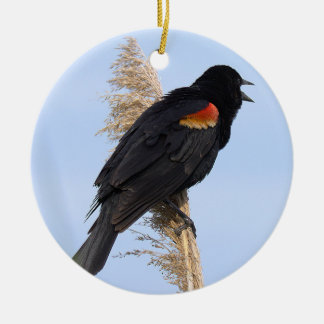 Rödvingad Trast-ornament Julgransprydnad Keramik