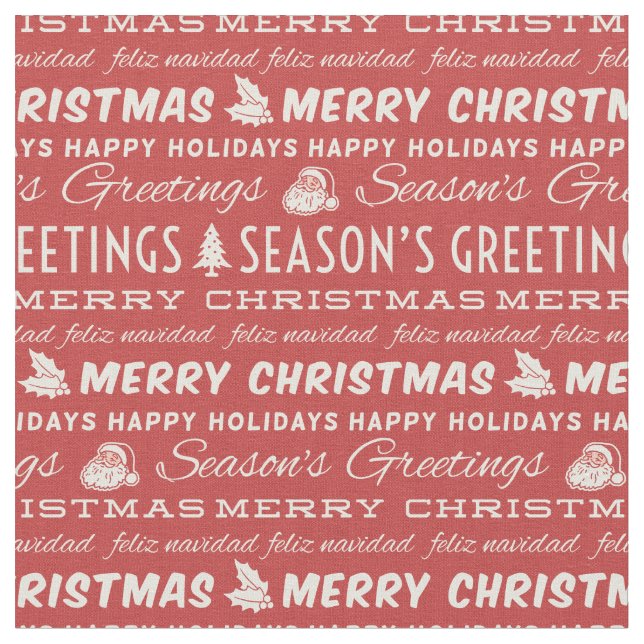 Rödvit God jul Retro-typografi Tyg (Närbild)