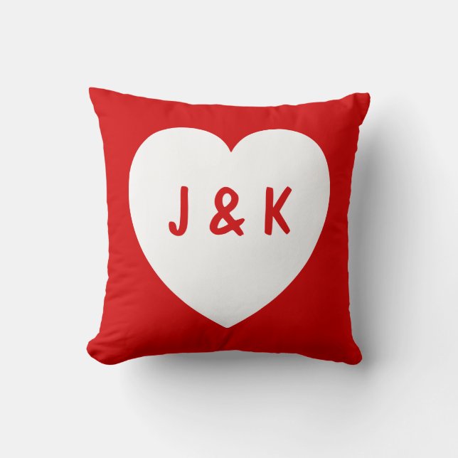 Rödvit hjärtsymbol Pillow Kudde (Framsida)