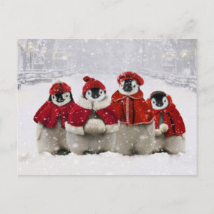 Rödvit julpenguins design helg vykort