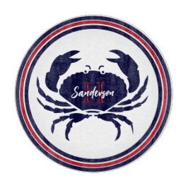 Rödvit krabba i sjön Nautical monogram