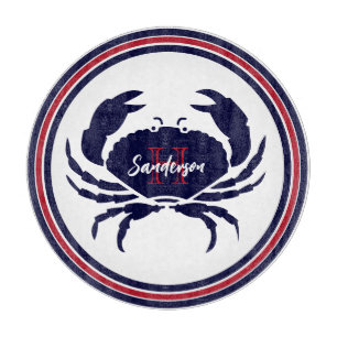 Rödvit krabba i sjön Nautical monogram
