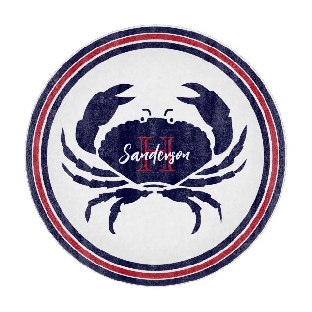 Rödvit krabba i sjön Nautical monogram (Framsidan)