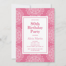  rödvit mandalafärg 70:e födelsedag inbjudningar