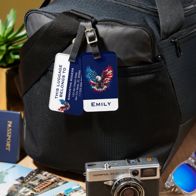 Rödvit och blå Färg Bagagebricka (Fram & Baksida)