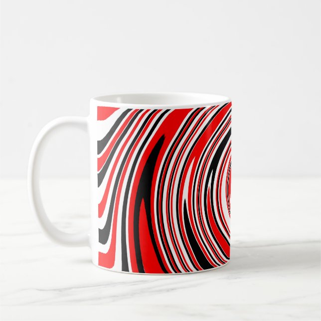 Rödvit och svart psykodelisk design kaffemugg (Vänster)