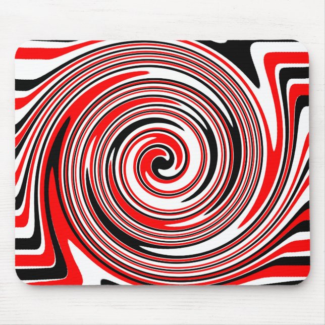 Rödvit och svart psykodelisk design musmatta (Framsidan)