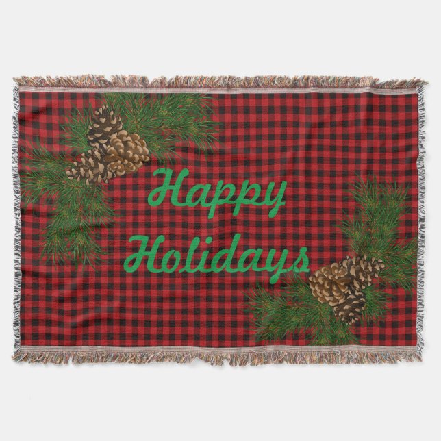 Rödvit och svartvit land - gräs cone-detaljer mysfilt (Framsidan)