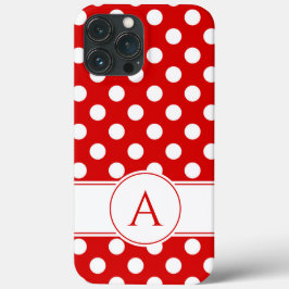 Rödvit och vit Polka dots Anpassningsbar Monogram