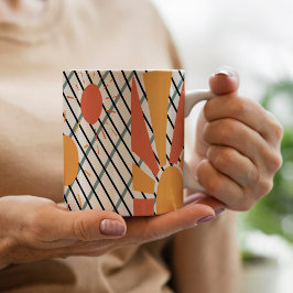 Rödvit orange från Retro Sol, svart och vit dekora Kaffemugg