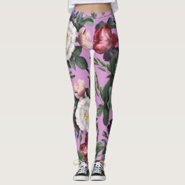 Rödvit ro sommarboho lyxur lila leggings