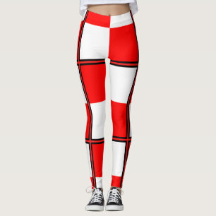 Rödvit, rund leggings