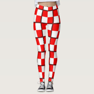 Rödvit, rund leggings