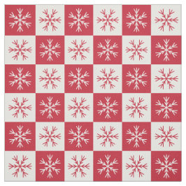 Rödvit snöflingor, schaktad Mönster Tyg