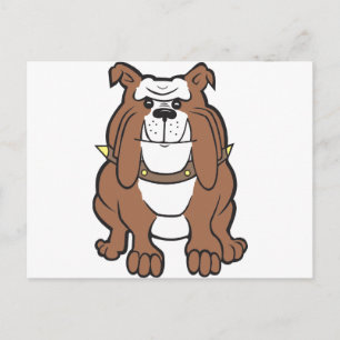 rödvit tecknad av bulldog vykort
