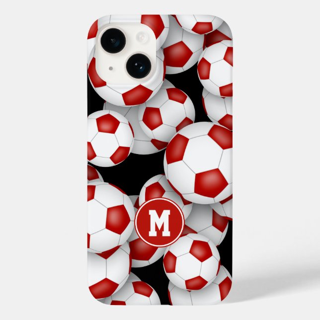 Rödvita flickor, fotbollar mönster monogrammerade (Baksida)