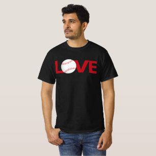 rödvita grått baseball kärlek brev t-shirts