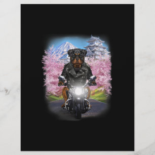 Rödweiler hund på motorcykelturen japanese sakura brevhuvud