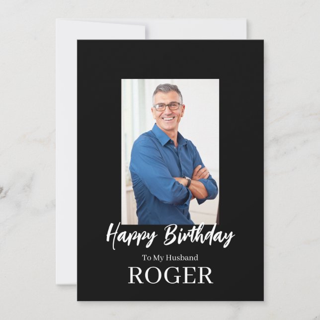 ROE Black & White Simple Birthday Make Hälsning Kort (Framsida)