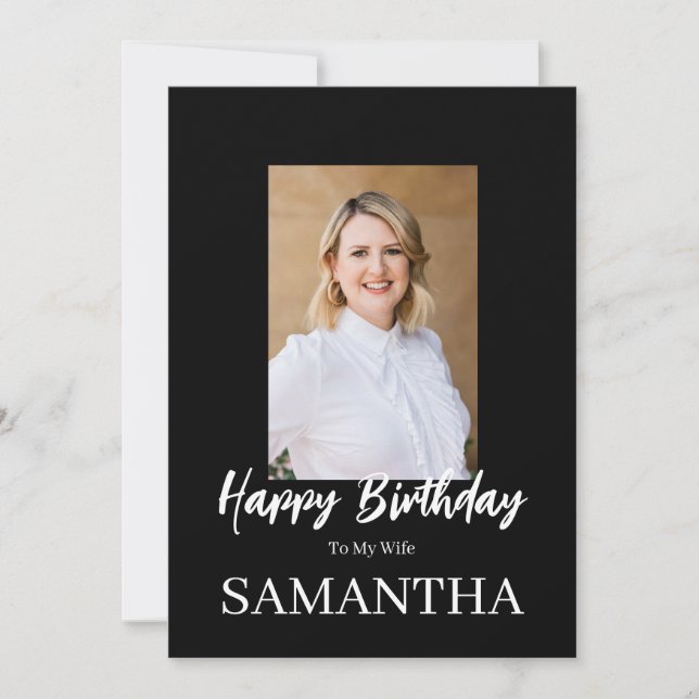 ROE Black & White Simple Birthday Makfe Hälsning Kort (Framsida)