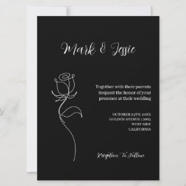 ROE Black & White Simple Bröllop Inbjudningar
