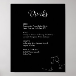 ROE Black & White Simple Weeding Drinks Sign Poster