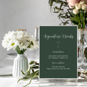 ROE Dusky Grönt & White Namnteckning Drinks Sign Poster