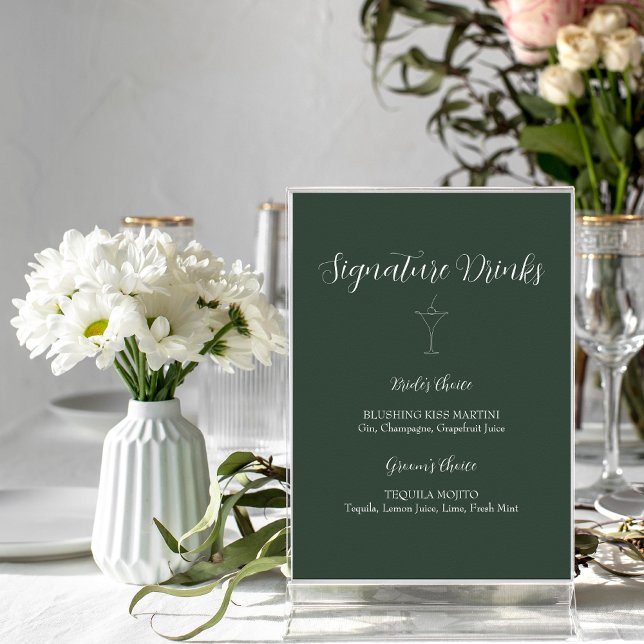 ROE Dusky Grönt & White Namnteckning Drinks Sign Poster (Skapare uppladdad)