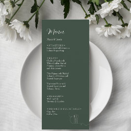 ROE Dusky Grönt & White Simple Weeding Dinner Menu Meny