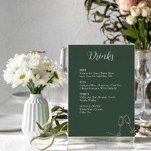 ROE Dusky Grönt & White Simple Weeding Drinks Sign Poster