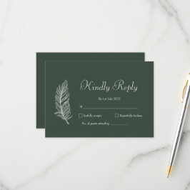 ROE Dyster Grön & Vit Enkel Bröllop OSA Kort