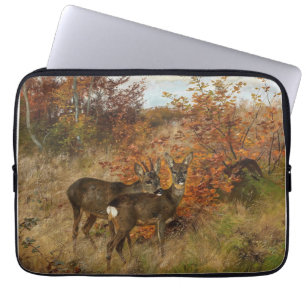 Roe Hjort med Höst löv Vintage Wildlife Laptop Fodral