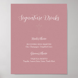ROE Rosa & White Namnteckning Drinks-tecken Poster