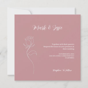 ROE Rosa & White Simple Bröllop Inbjudningar