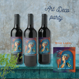 Roeing Twenties Revival Art Deco Vinflaska Etikett