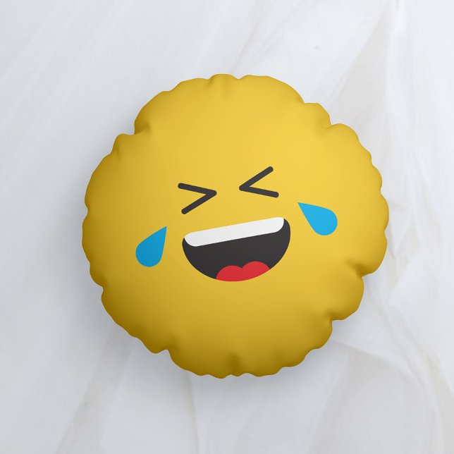ROFL Laughing Gult Ansikte Emoji Rund Kudde (Skapare uppladdad)