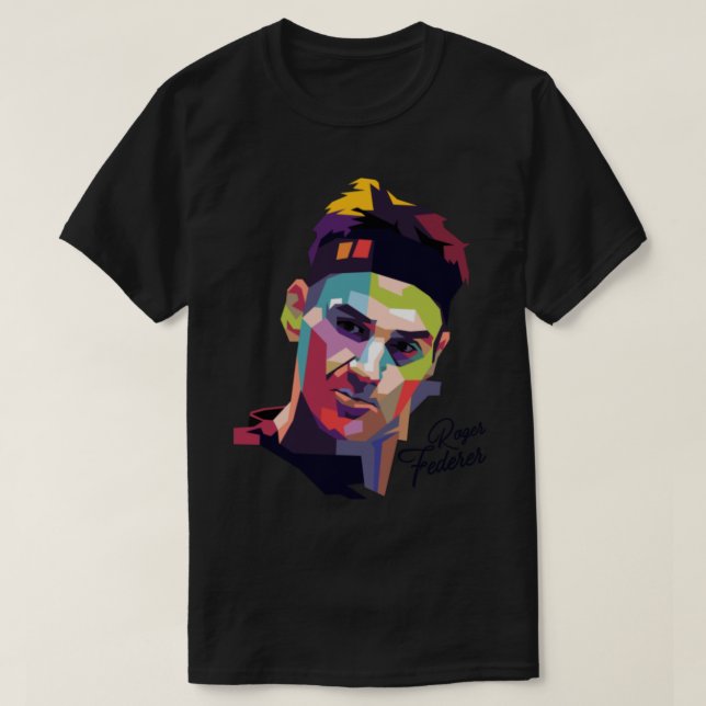 Roger Federer Pop Art Porträtt _ T Shirt (Design framsida)