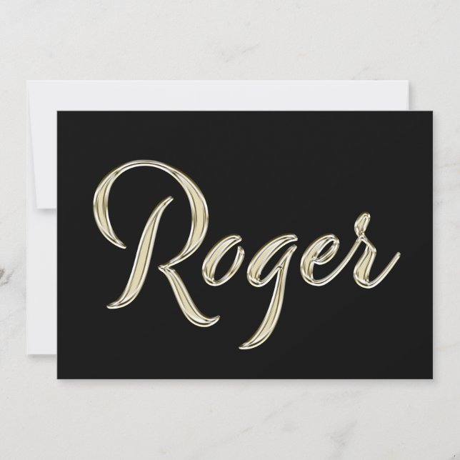 Roger Name white gold Handwriting Karte Kort (Framsida)