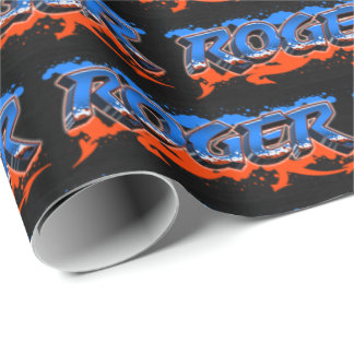 Roger Vorname Name Graffiti blue orange Presentpapper