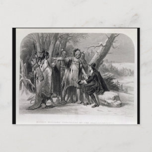 Roger Williams skyddad av Narragansetts Vykort